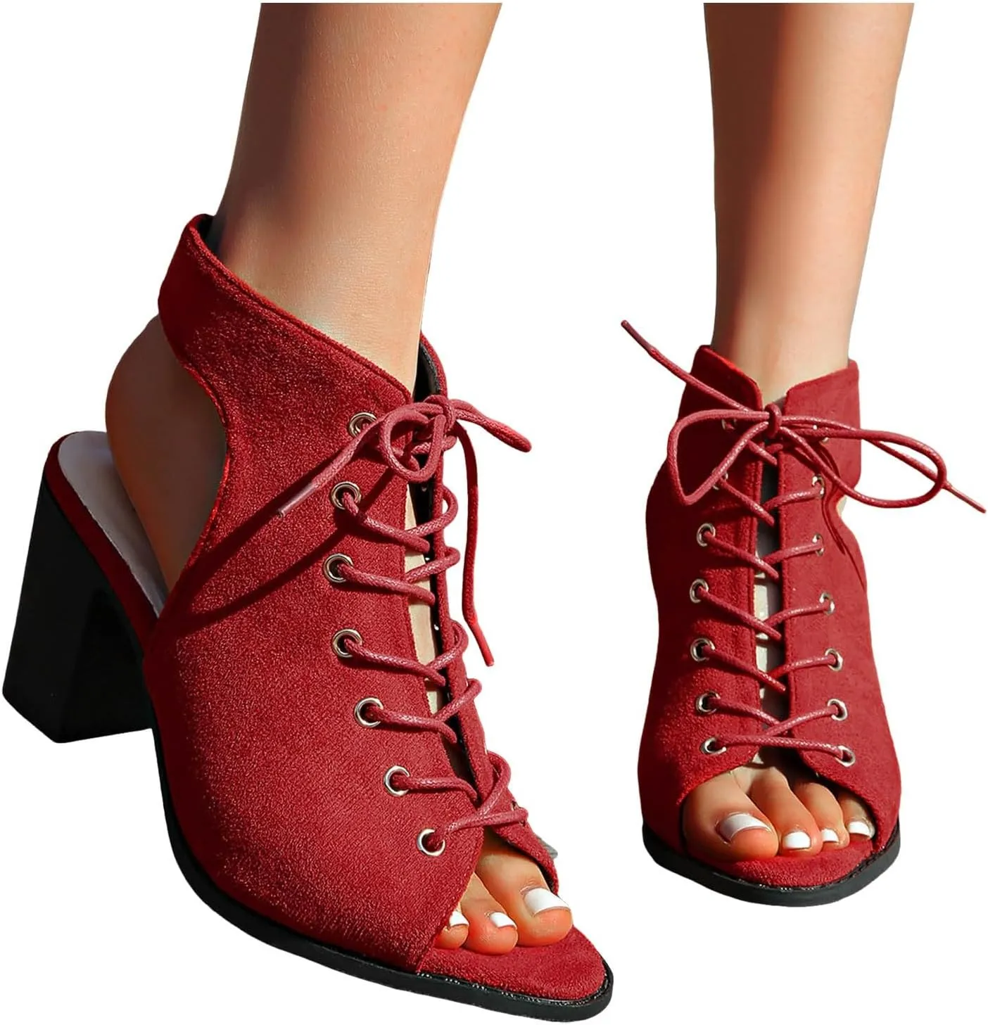 Women's Dress Shoes Women's Thick Heel Fish Mouth Strap Slingback Solid Color Sandals Casual Fashion High Heels