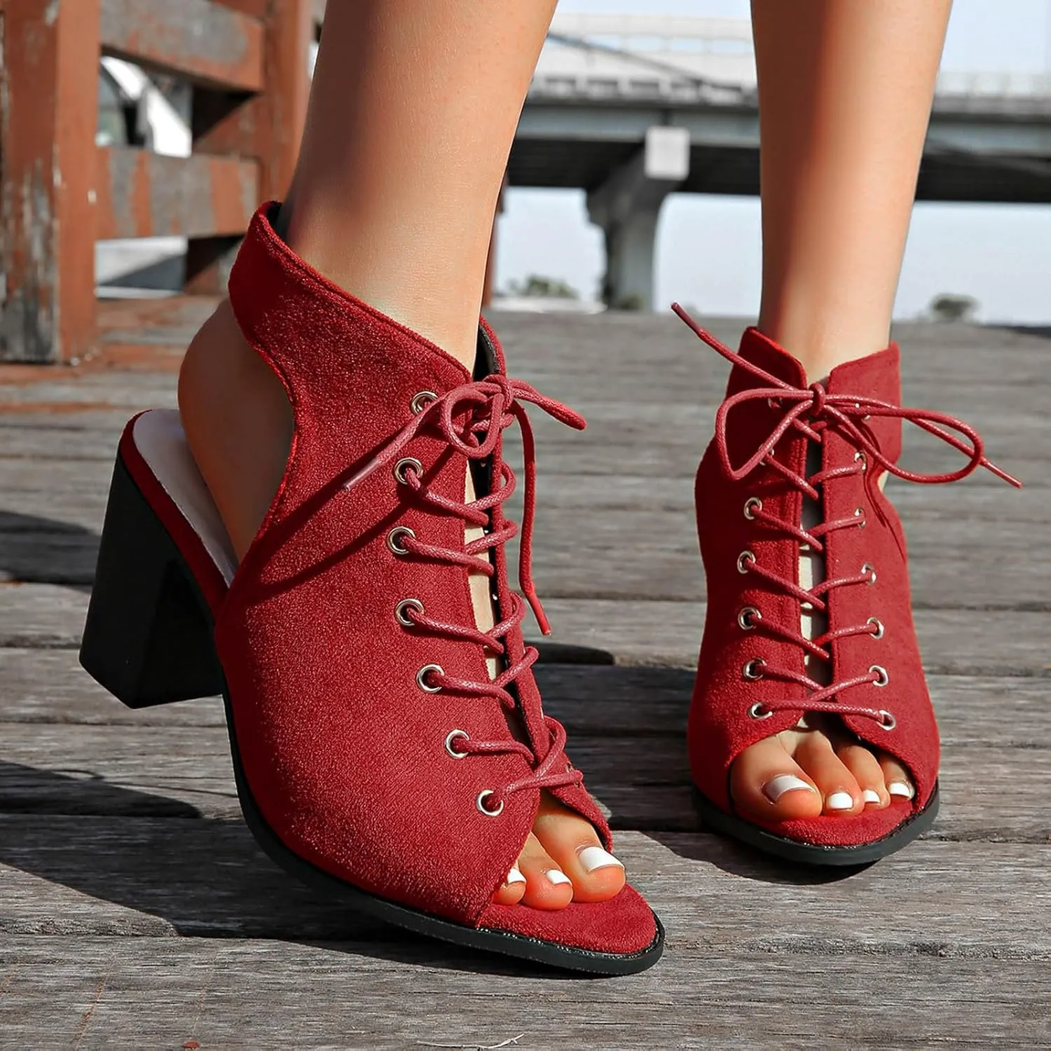 Women's Dress Shoes Women's Thick Heel Fish Mouth Strap Slingback Solid Color Sandals Casual Fashion High Heels