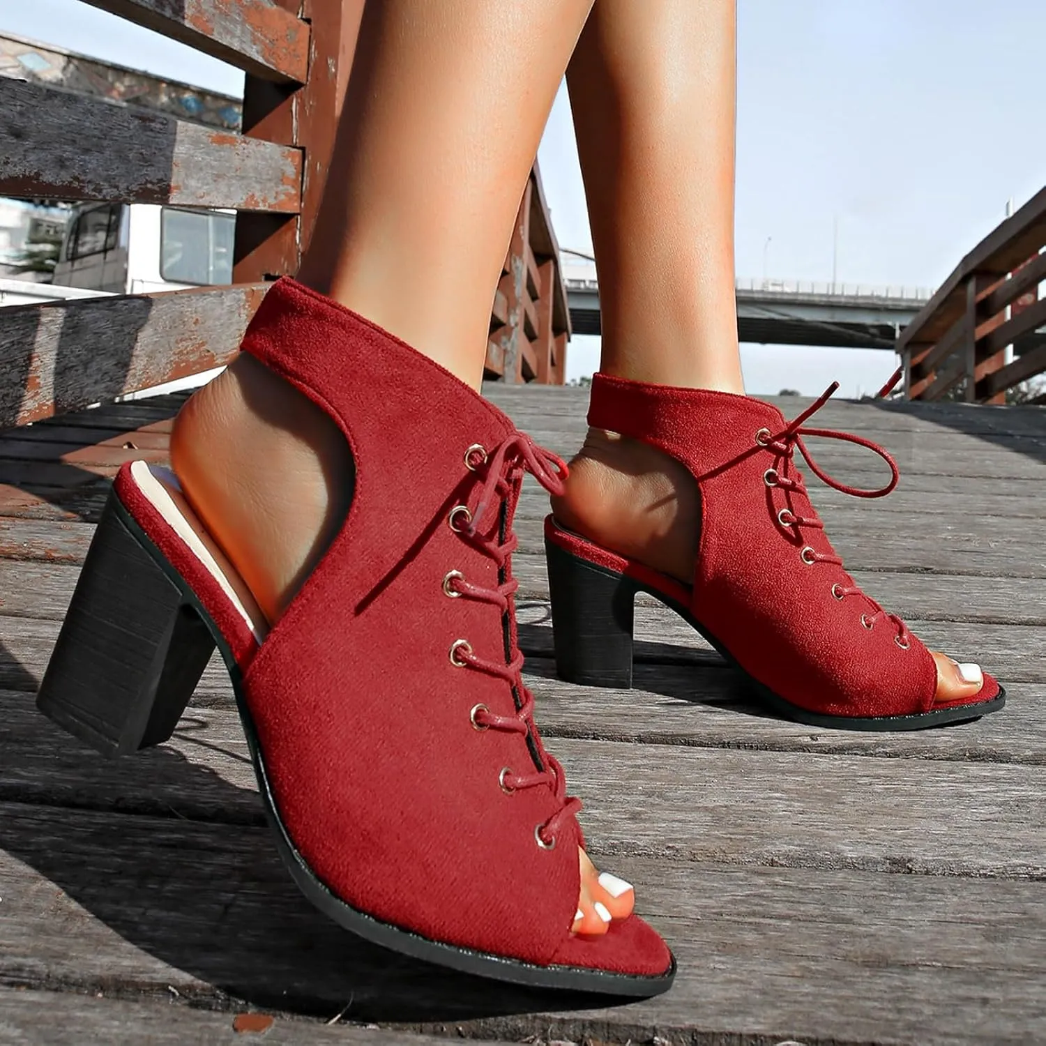 Women's Dress Shoes Women's Thick Heel Fish Mouth Strap Slingback Solid Color Sandals Casual Fashion High Heels