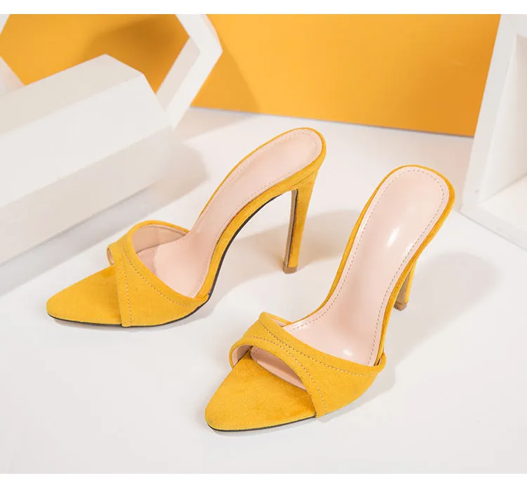 Women’s Elegant Solid Colour Stilettos with Open Pointed Toe