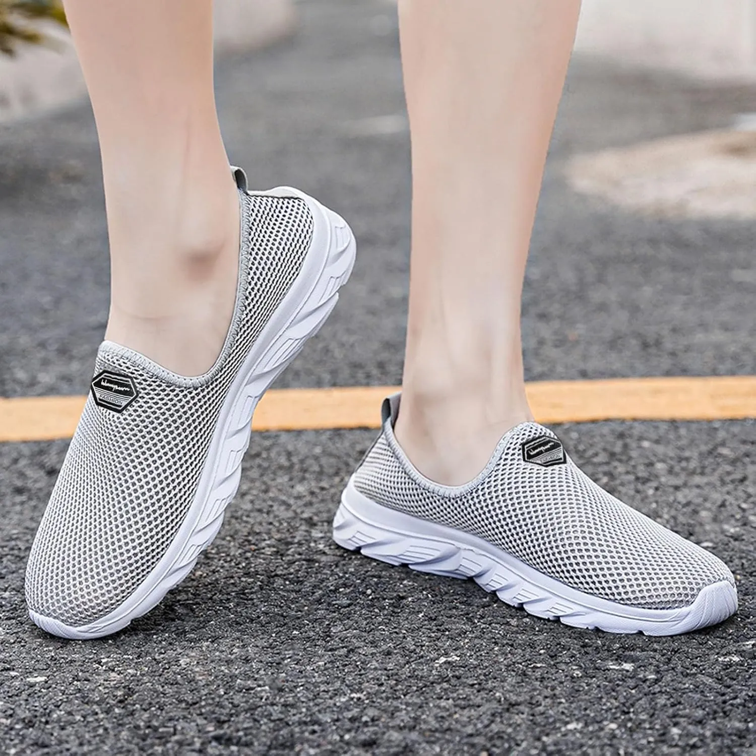 Women's Fashion Sneaker Mesh Slip On Black Non Slip Shoes for Women Comfortable Business Casual Shoes Womens Slide On Loafers Men's Dress Sneakers