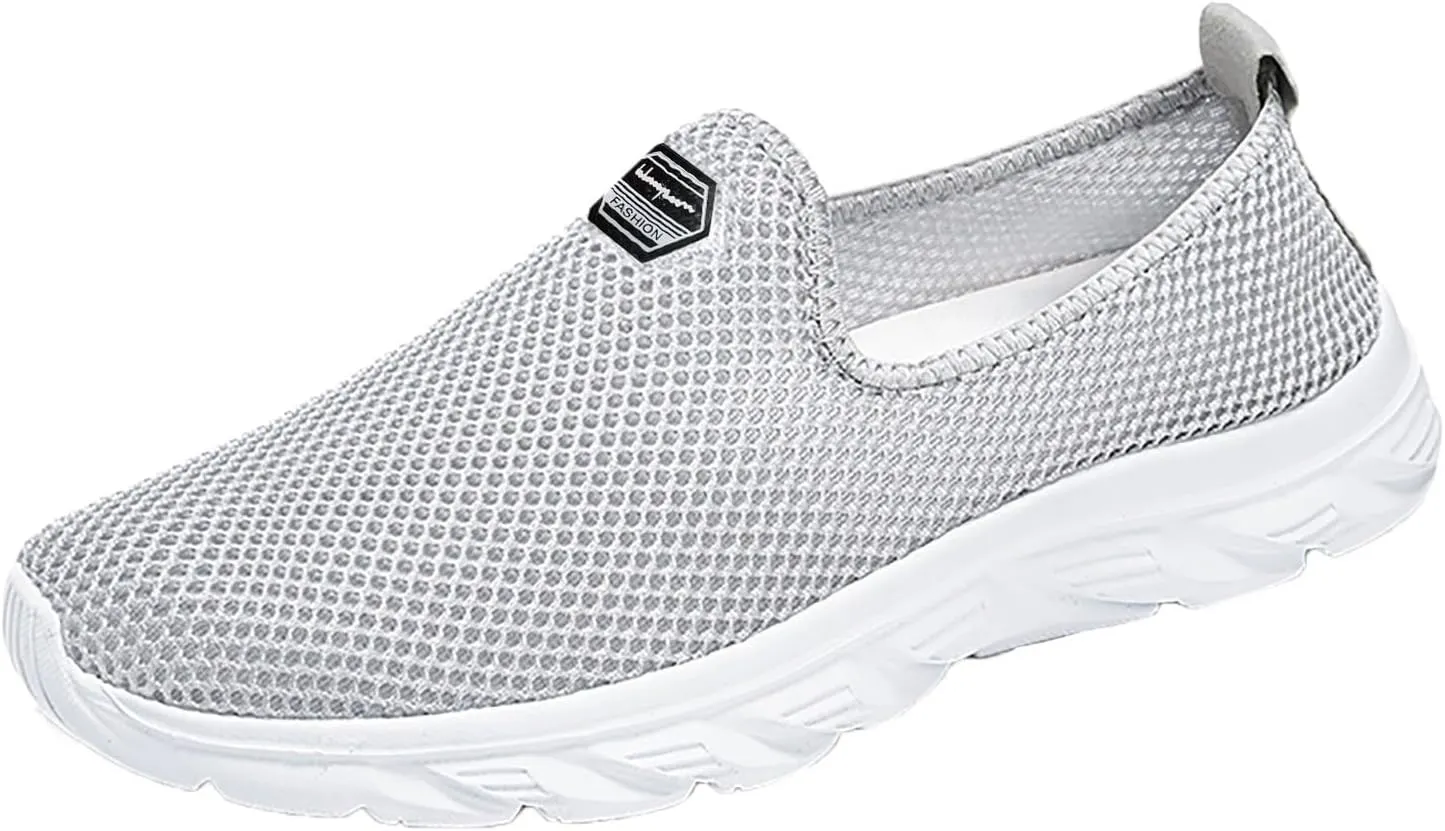 Women's Fashion Sneaker Mesh Slip On Black Non Slip Shoes for Women Comfortable Business Casual Shoes Womens Slide On Loafers Men's Dress Sneakers