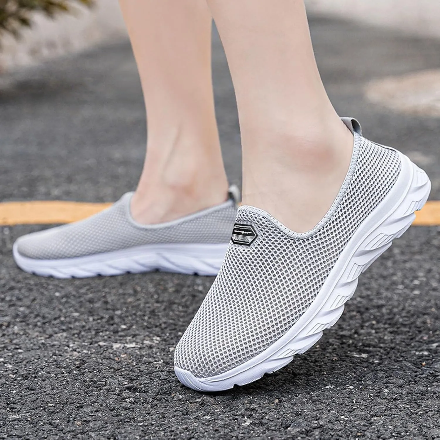 Women's Fashion Sneaker Mesh Slip On Black Non Slip Shoes for Women Comfortable Business Casual Shoes Womens Slide On Loafers Men's Dress Sneakers