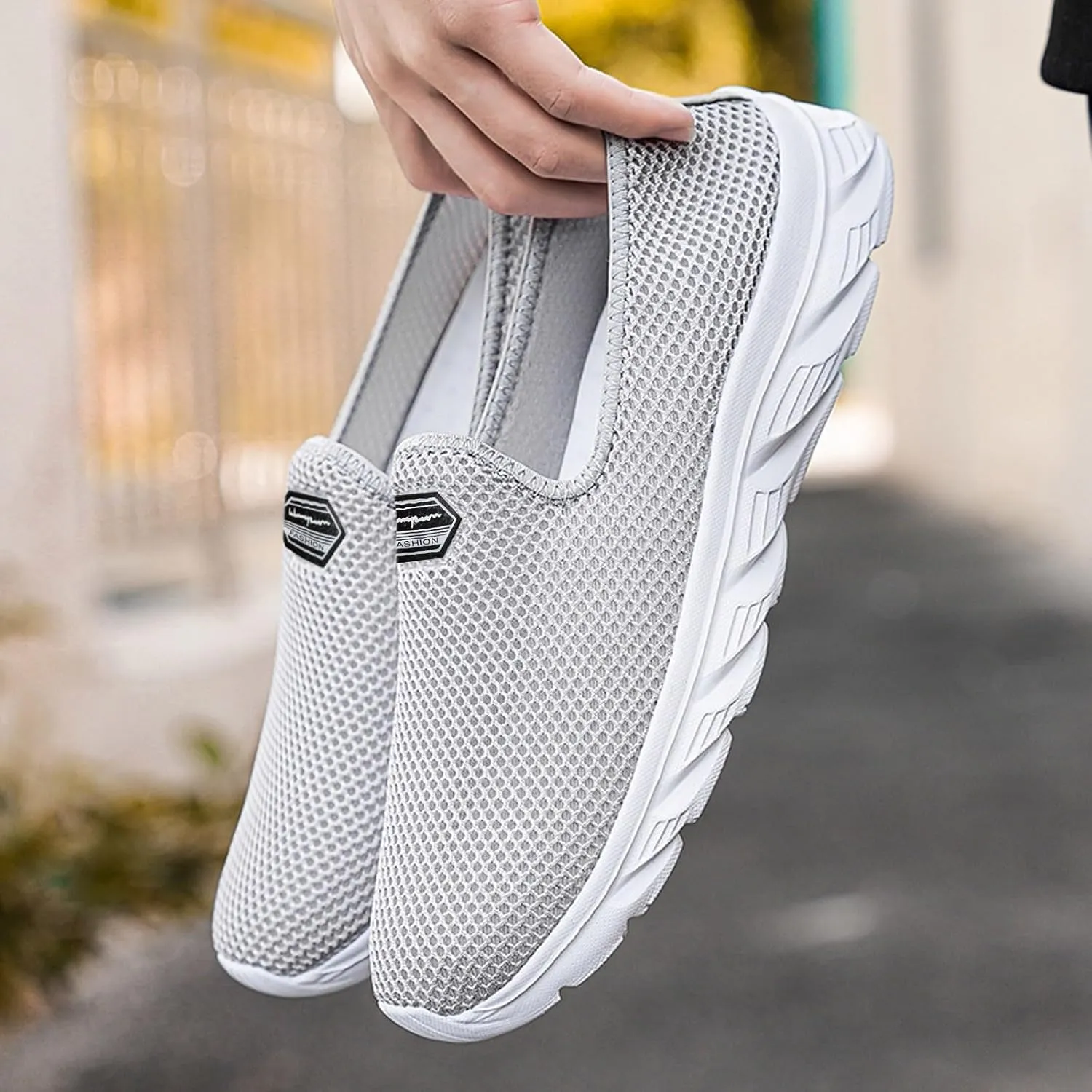 Women's Fashion Sneaker Mesh Slip On Black Non Slip Shoes for Women Comfortable Business Casual Shoes Womens Slide On Loafers Men's Dress Sneakers