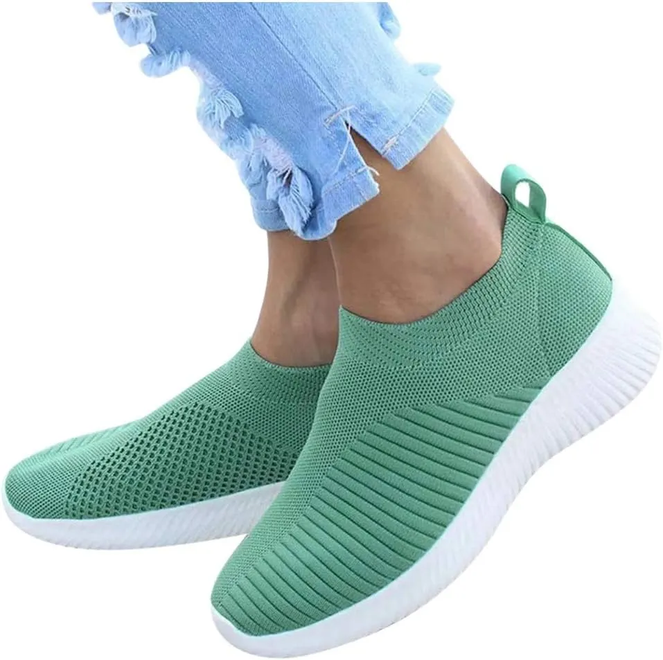 Women's Fashion Sneaker Mesh Slip On Black Non Slip Shoes for Women Comfortable Business Casual Shoes Womens Slide On Loafers Men's Dress Sneakers