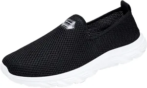 Women's Fashion Sneaker Mesh Slip On Black Non Slip Shoes for Women Comfortable Business Casual Shoes Womens Slide On Loafers Men's Dress Sneakers