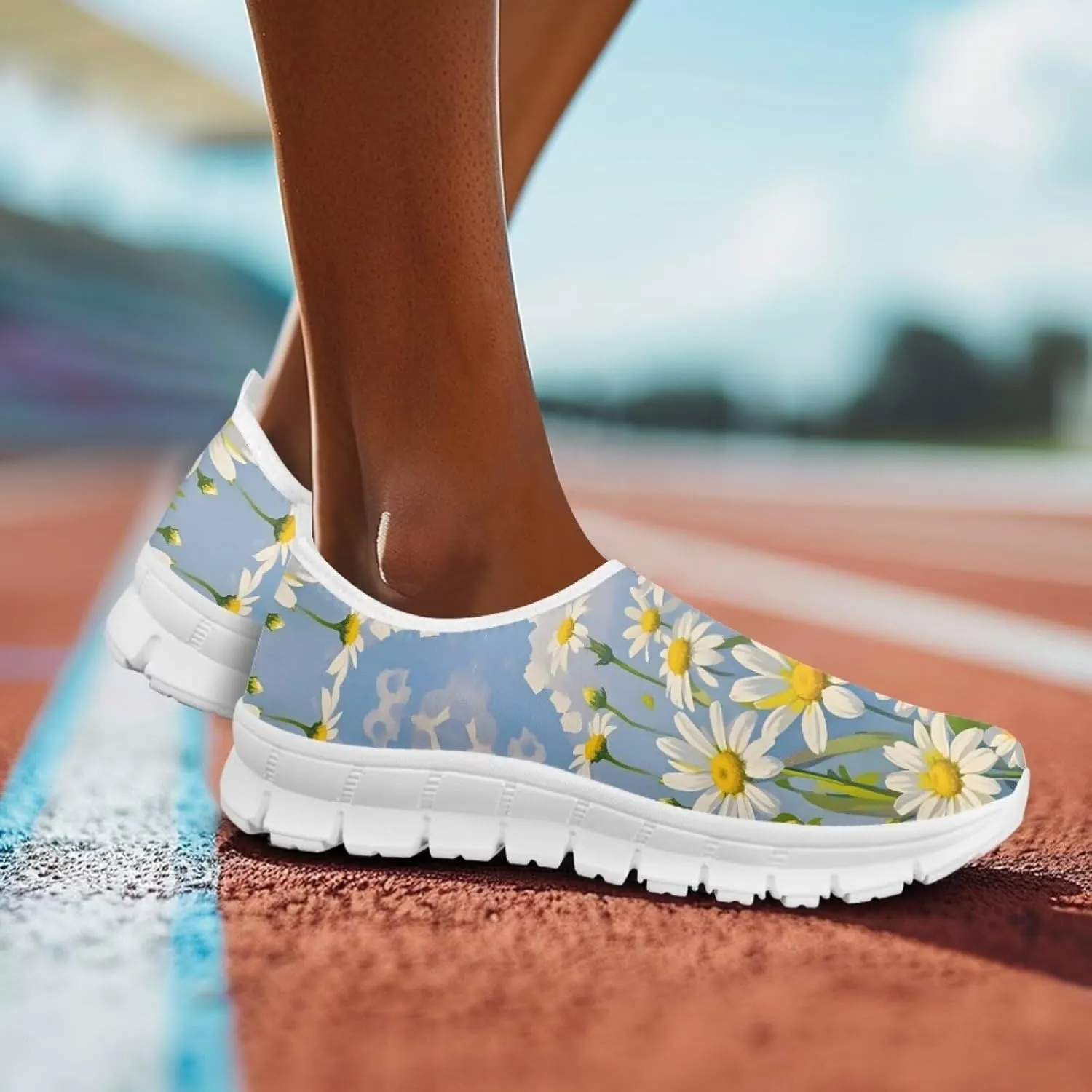 Women's Fashion Sneakers Lightweight Walking Casual Slip Ons Comfortable Flower Print Athletic Travel Shoes