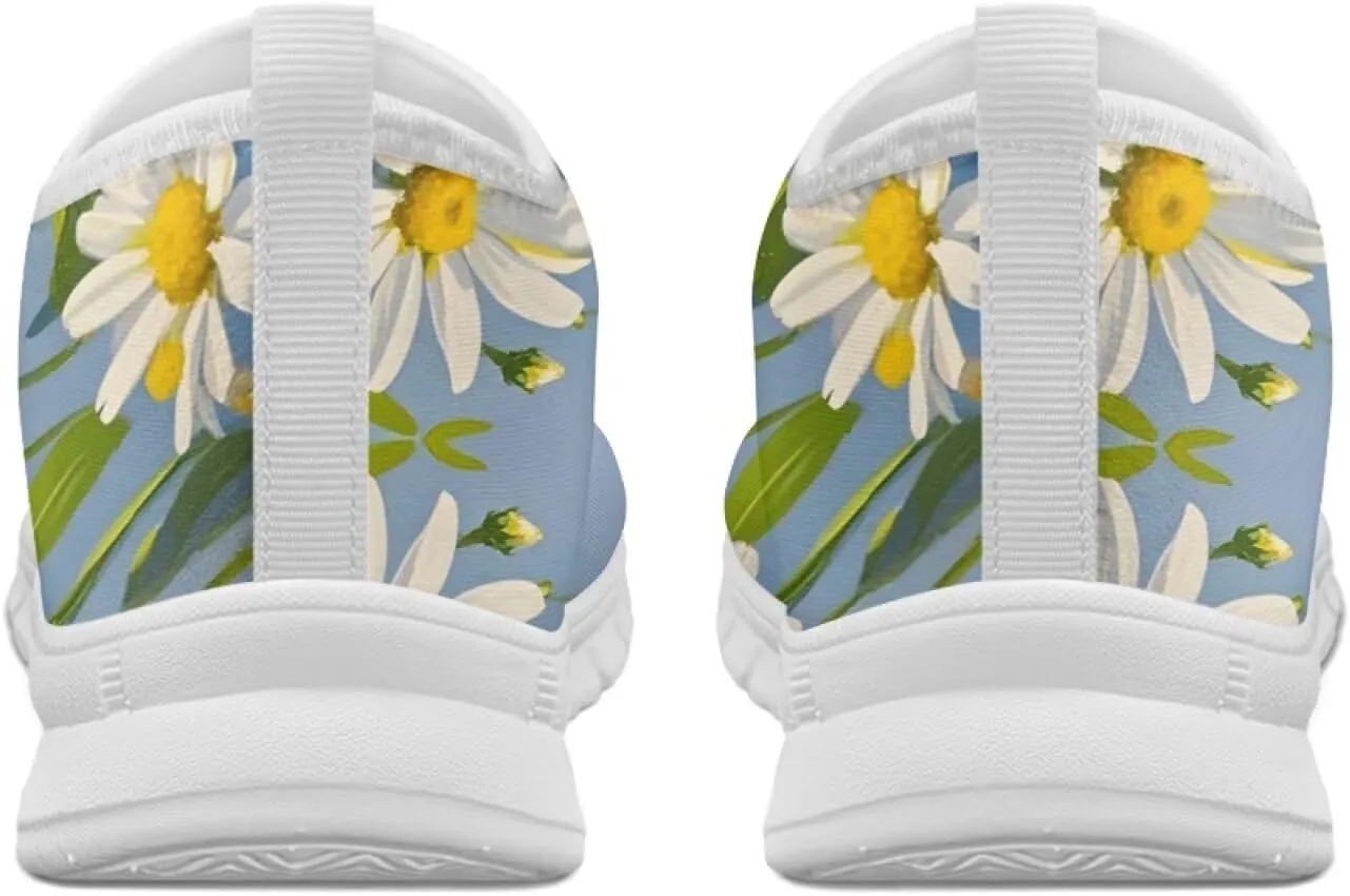 Women's Fashion Sneakers Lightweight Walking Casual Slip Ons Comfortable Flower Print Athletic Travel Shoes