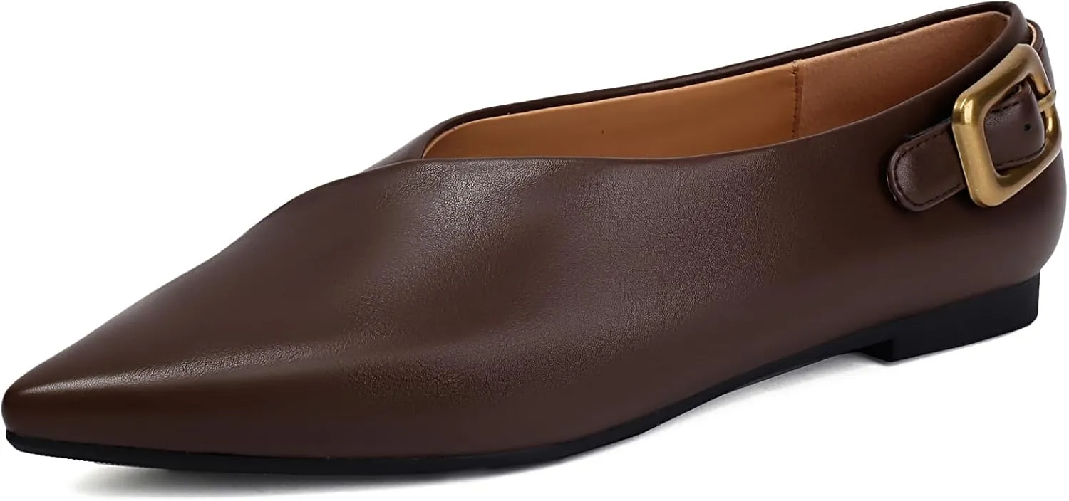 Women's Flat Shoes Comfortable Pointed Toe Flats Slip On Loafers Witch Shoes