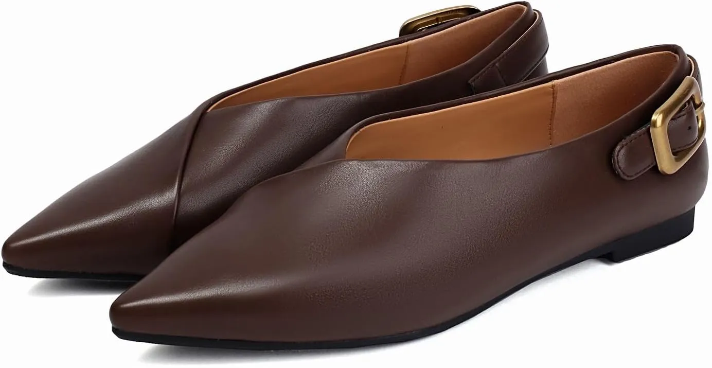 Women's Flat Shoes Comfortable Pointed Toe Flats Slip On Loafers Witch Shoes