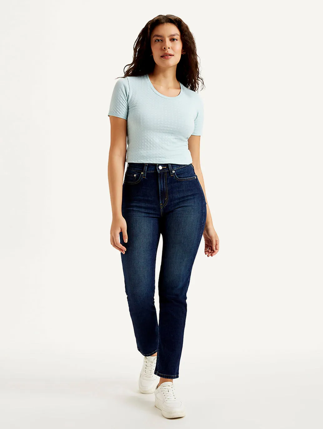 Women's High Rise Straight Fit Navy Jeans