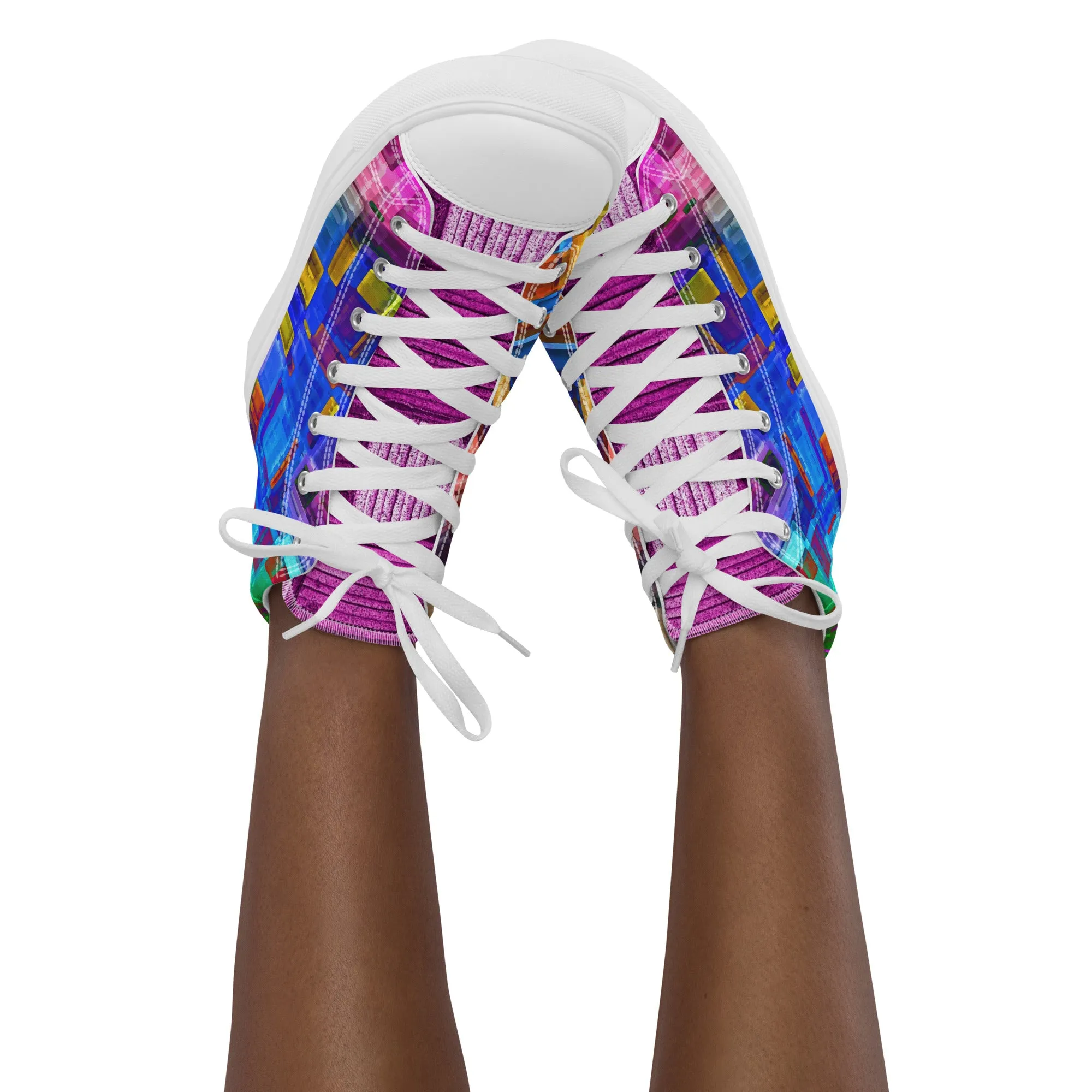 Women’s high top canvas shoes  in the colors of nature - Lilac Breasted Roller