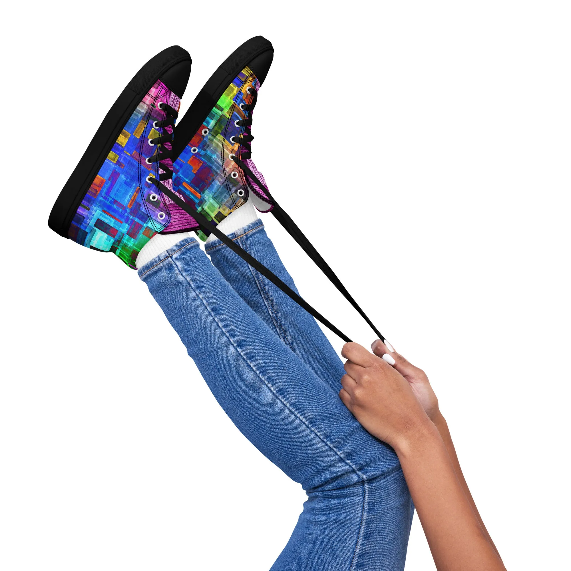 Women’s high top canvas shoes  in the colors of nature - Lilac Breasted Roller