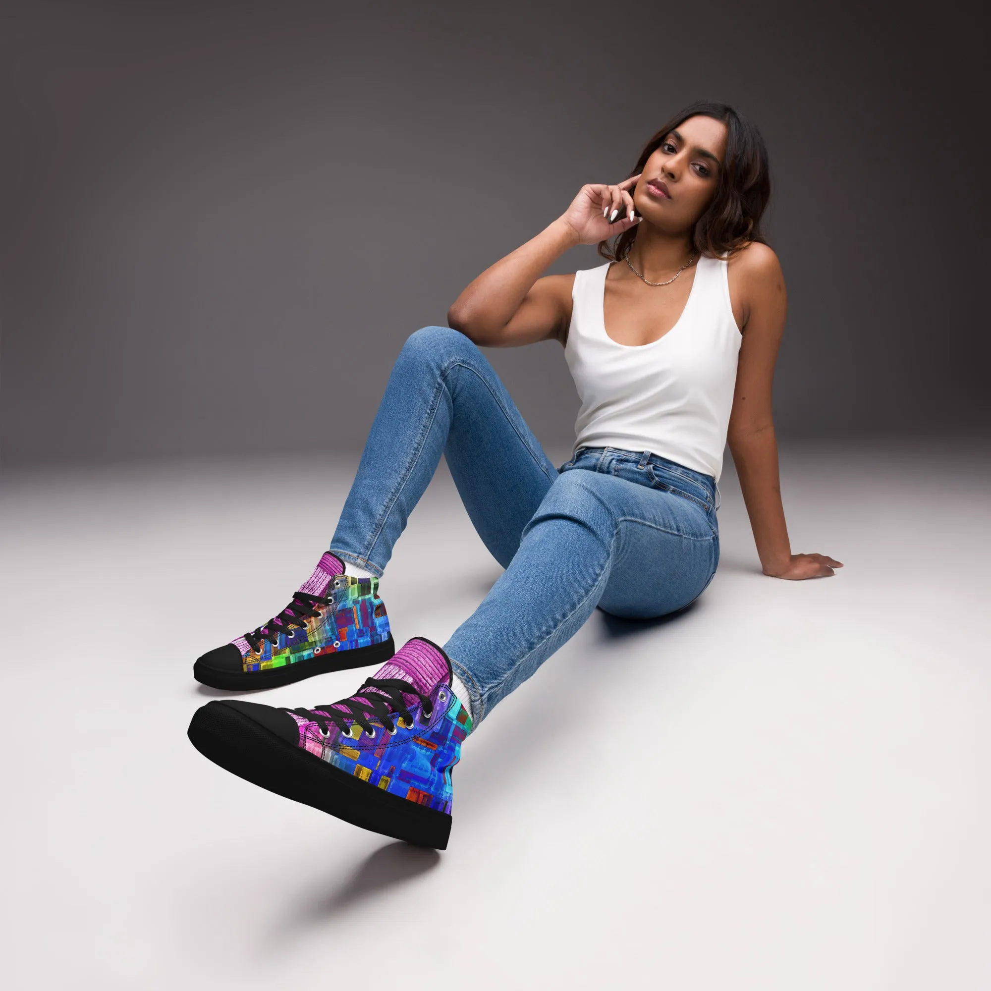 Women’s high top canvas shoes  in the colors of nature - Lilac Breasted Roller