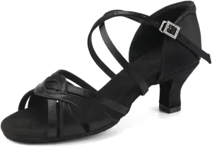 Women's Latin Dance Shoes Silk Satin Open Toe Professional Ballroom Tango Salsa Dance Practice Performance Dance Heels