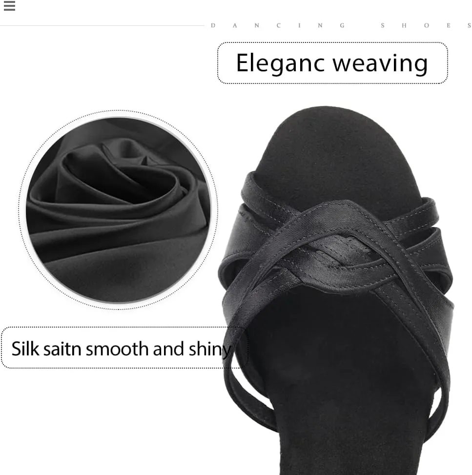 Women's Latin Dance Shoes Silk Satin Open Toe Professional Ballroom Tango Salsa Dance Practice Performance Dance Heels