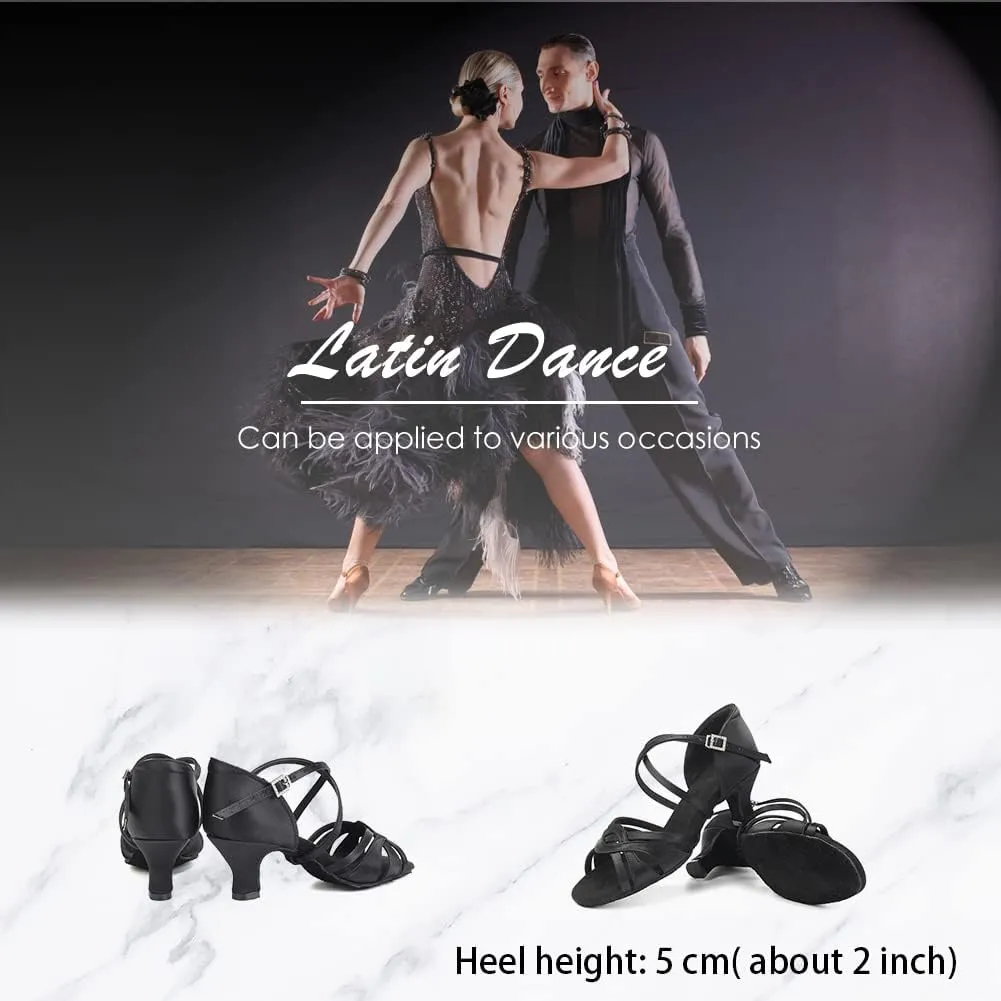 Women's Latin Dance Shoes Silk Satin Open Toe Professional Ballroom Tango Salsa Dance Practice Performance Dance Heels