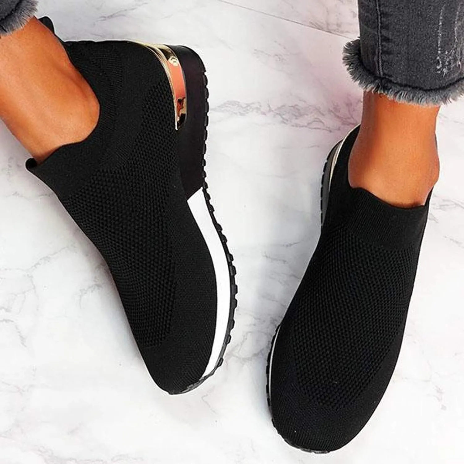 Women's Loafer Flat Platform Sneakers for Women Black Shoes for Women Dressy Loafers for Women Casual Platform Loafers for Women Wide Men's Sneakers