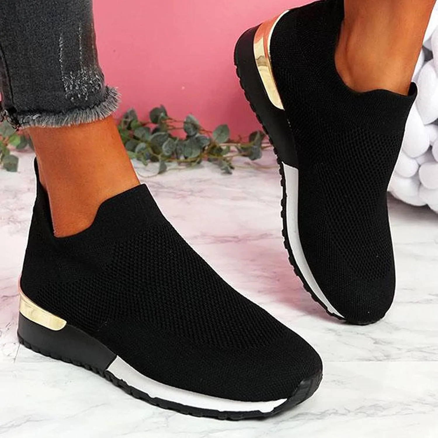 Women's Loafer Flat Platform Sneakers for Women Black Shoes for Women Dressy Loafers for Women Casual Platform Loafers for Women Wide Men's Sneakers