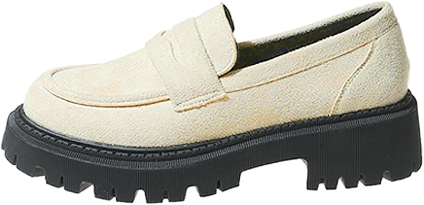 Womens Loafers Comfortable Dressy Shoes Slip-Ons Platform Loafers Chunky Penny Loafers Lug Sole Loafers Casual Shoes