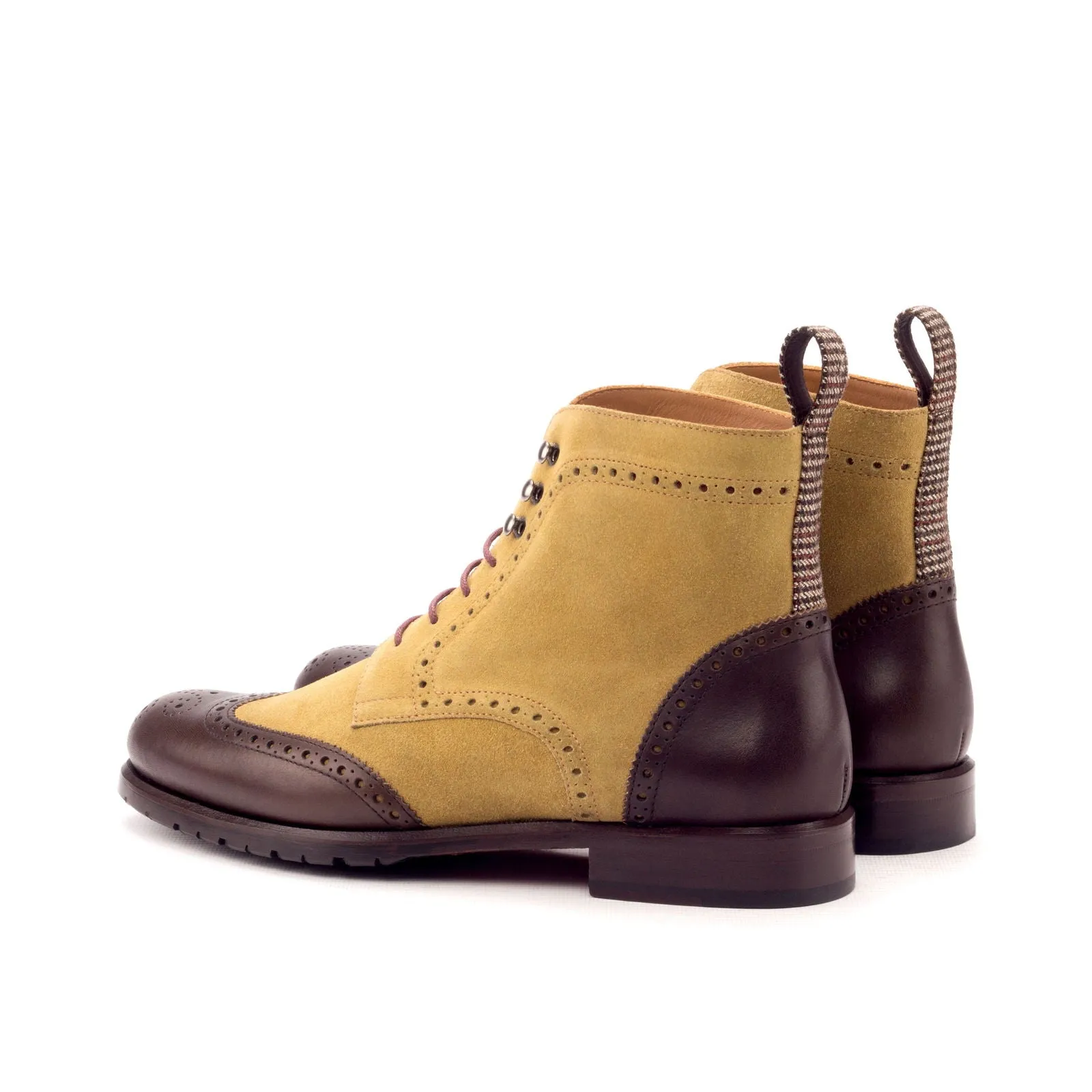 Women's Military Brogue Leather Boots Brown Dark Brown 3339