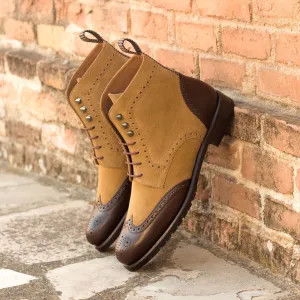 Women's Military Brogue Leather Boots Brown Dark Brown 3339