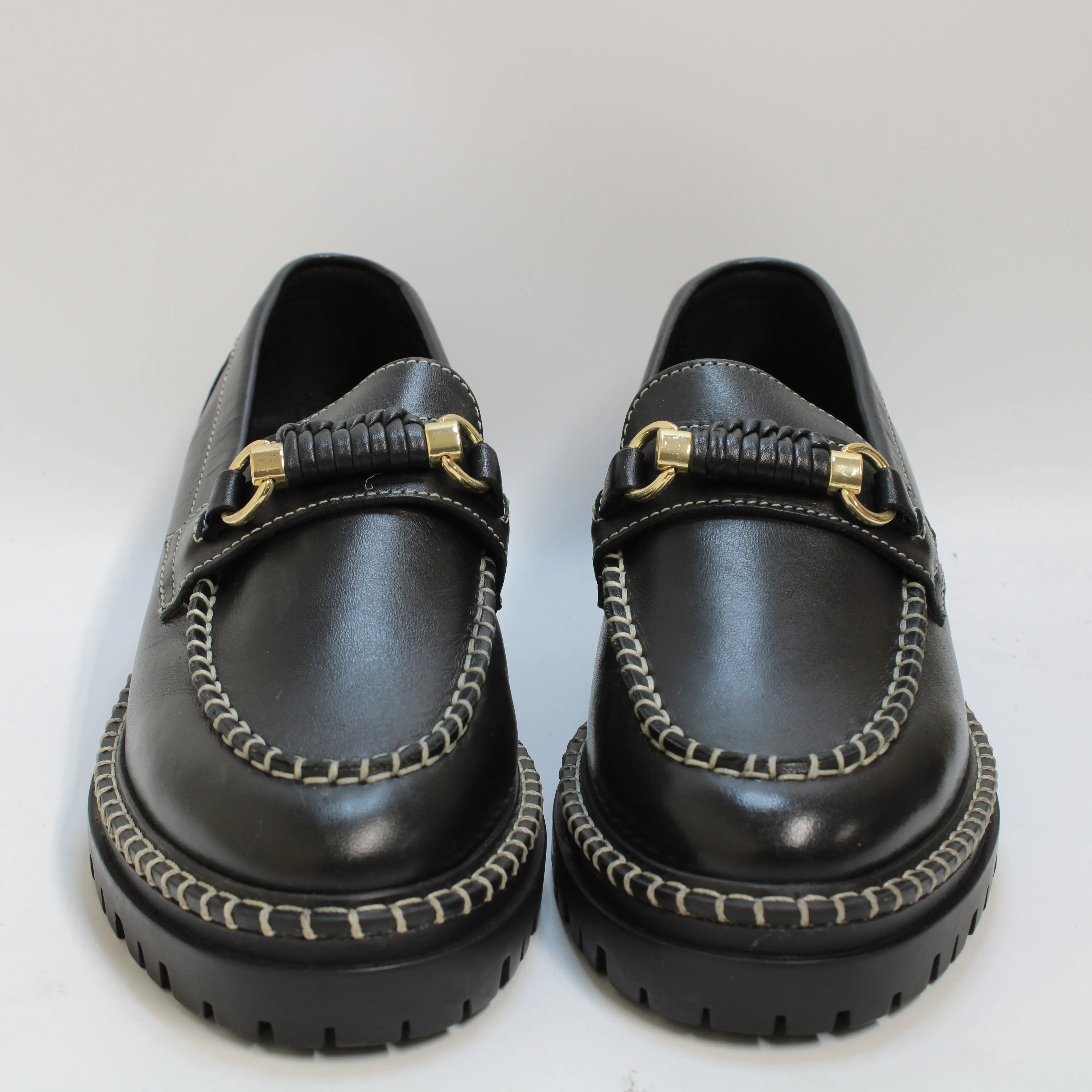 Womens Office Finchly Contrast Stitch Loafers Black Leather