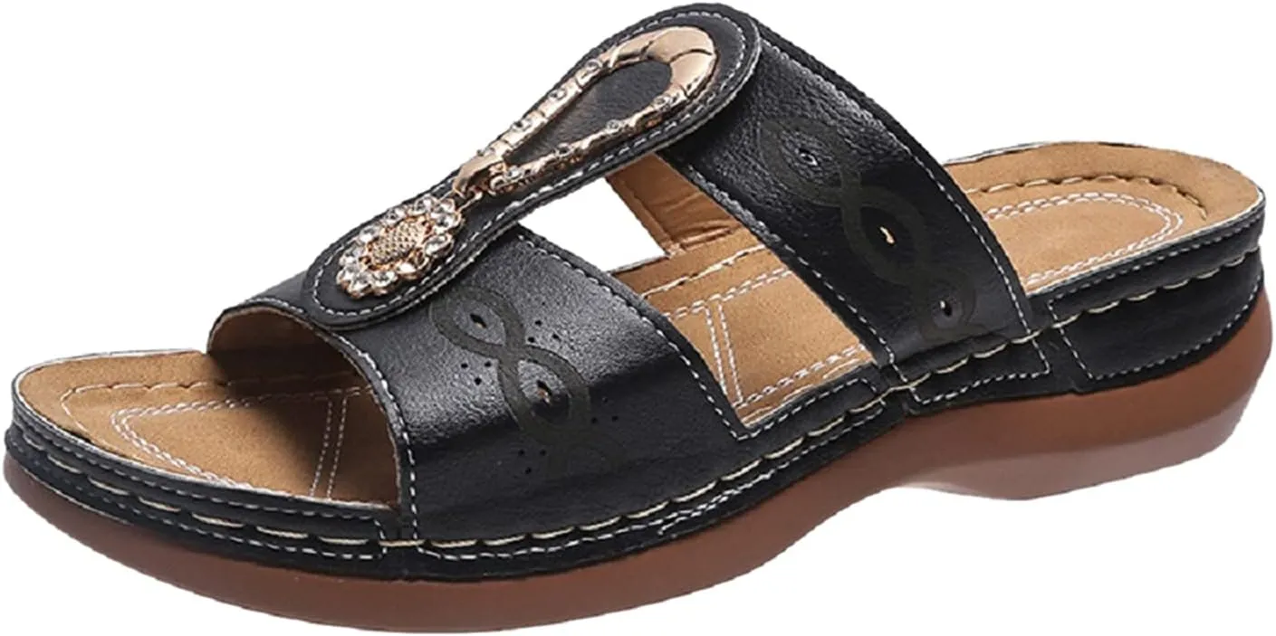 Womens Orthopedic Walking Sandals with Arch Support Adjustable Straps Comfortable Summer Beach Casual Outdoor Slides Plantar Fasciitis Relief Recovery Footwear