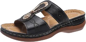 Womens Orthopedic Walking Sandals with Arch Support Adjustable Straps Comfortable Summer Beach Casual Outdoor Slides Plantar Fasciitis Relief Recovery Footwear