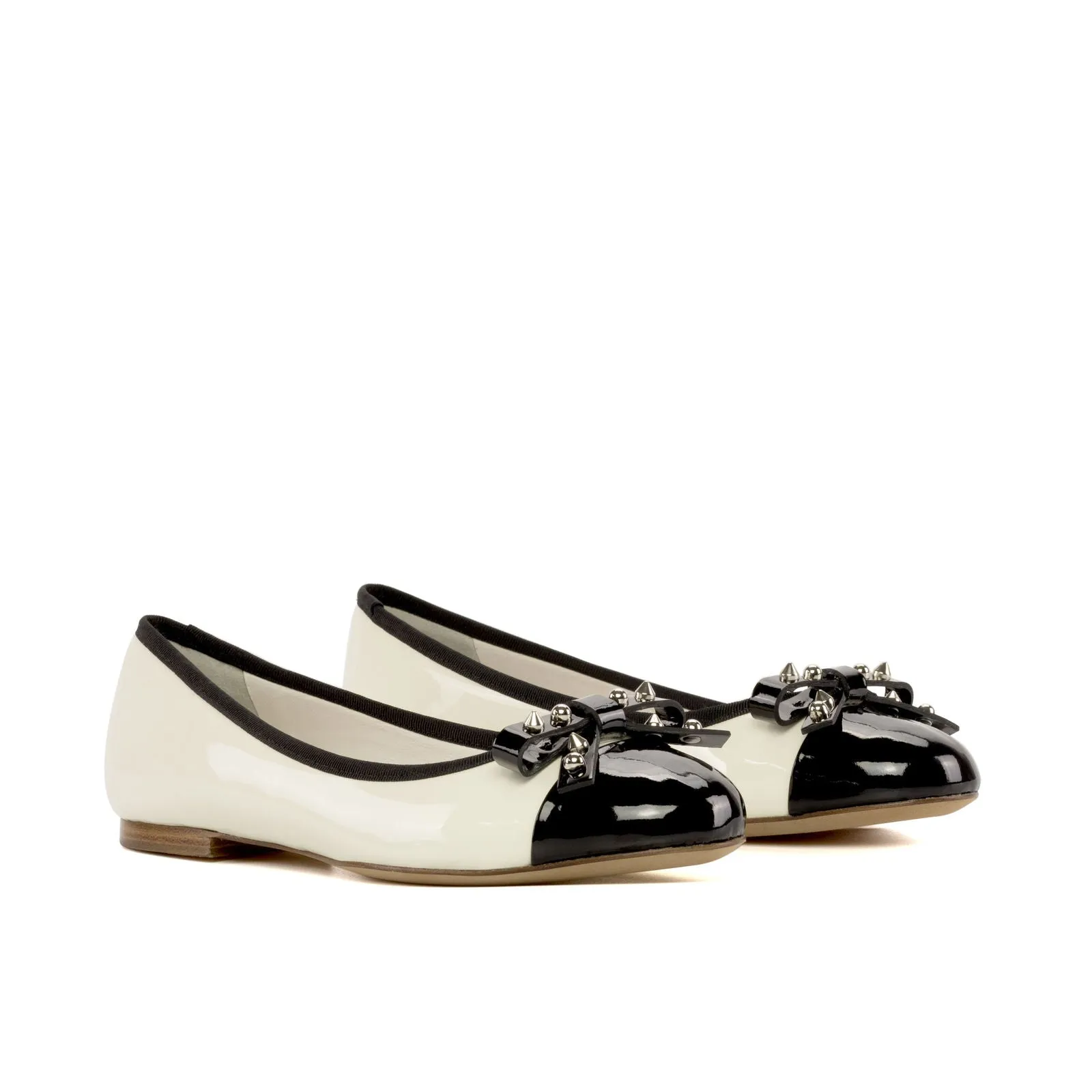 Women's Padua Flat Leather Shoes Wide Plus Size Luxury Black Greece Marble 5281