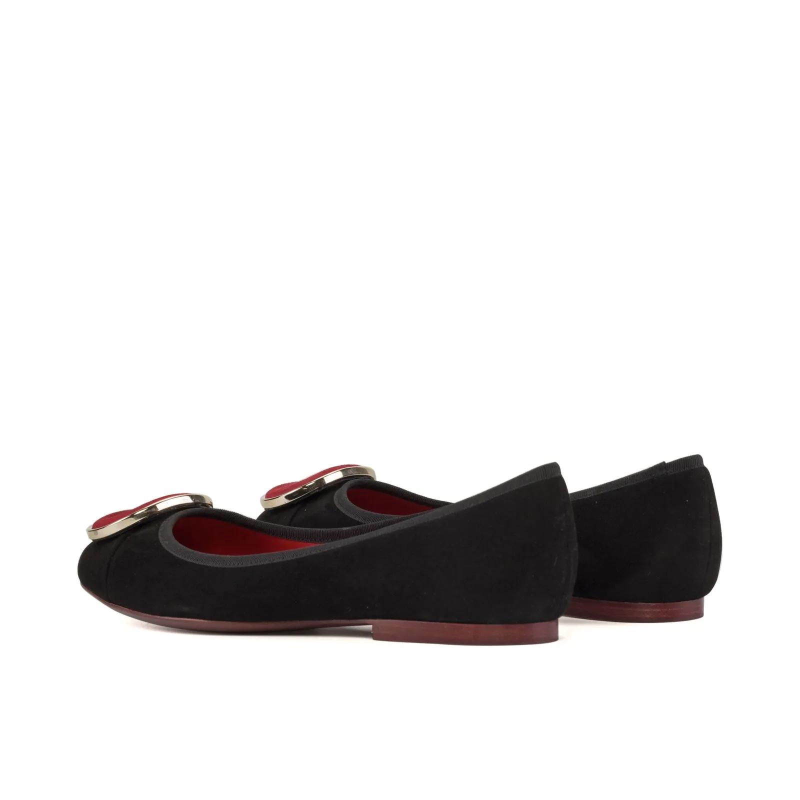 Women's Padua Flat Leather Shoes Wide Plus Size Passion Red Luxury Black 5285