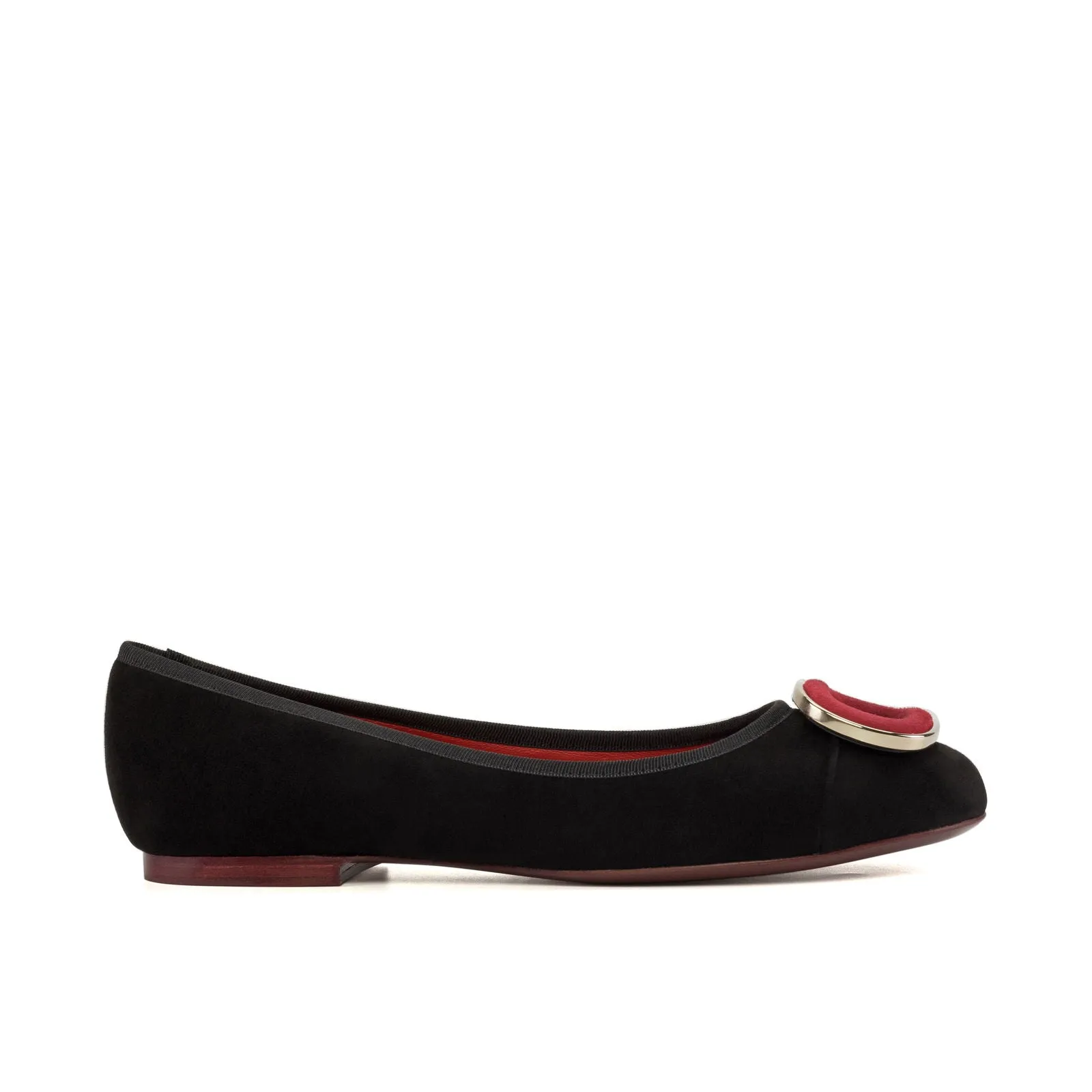 Women's Padua Flat Leather Shoes Wide Plus Size Passion Red Luxury Black 5285