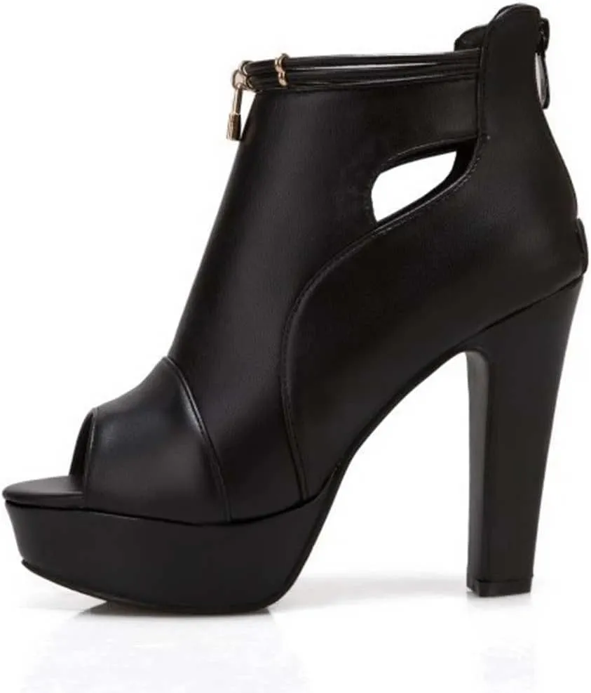 Women's Peep-Toe Sandals Platform High Heels Summer Booties