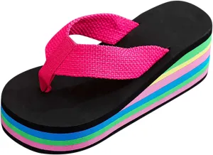 Womens Platform Flip Flops High Heels Wedge Slides Soft Cushion Summer Beach Thong Sandals Slip On Comfortable Sandal