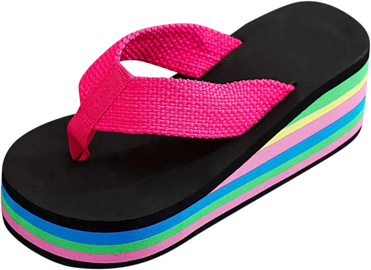 Womens Platform Flip Flops High Heels Wedge Slides Soft Cushion Summer Beach Thong Sandals Slip On Comfortable Sandal