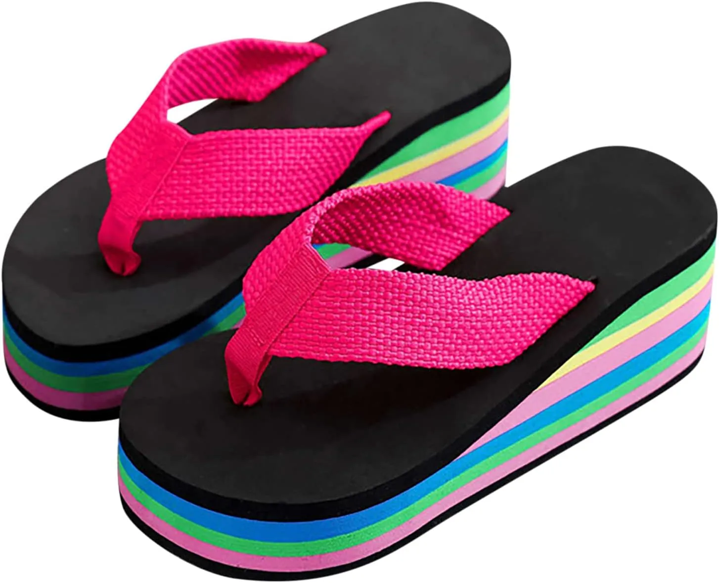 Womens Platform Flip Flops High Heels Wedge Slides Soft Cushion Summer Beach Thong Sandals Slip On Comfortable Sandal