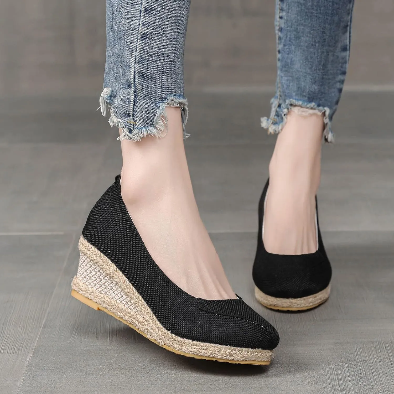 Womens Platform Sandals Slip on Wedge Sandal Comfortable Wedge Shoes Womens Walking Sandals with Arch Support