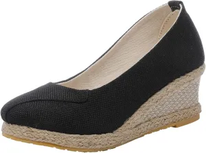 Womens Platform Sandals Slip on Wedge Sandal Comfortable Wedge Shoes Womens Walking Sandals with Arch Support