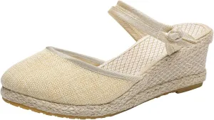 Women's Platform Wedge Sandals Slip on Wedge Sandal Comfortable Wedge Shoes Vacation Sandals for Women