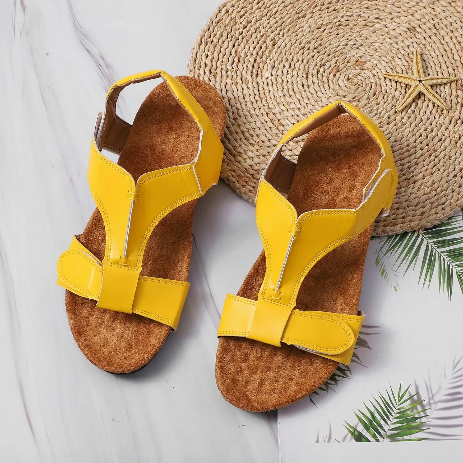 Womens Platform Wedge Sandals With Arch Support Lightweight Foam Slides Adjustable Buckle Summer Beach Casual Comfortable Walking Shoes Orthopedic Shoes for Women