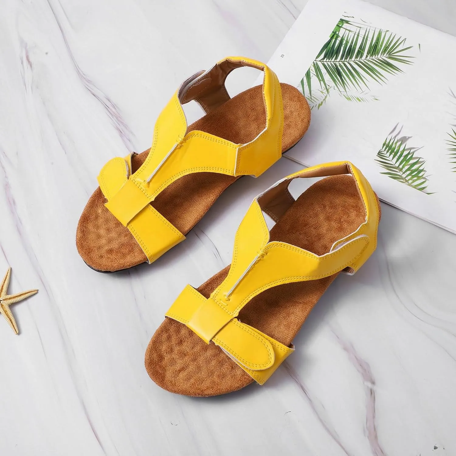 Womens Platform Wedge Sandals With Arch Support Lightweight Foam Slides Adjustable Buckle Summer Beach Casual Comfortable Walking Shoes Orthopedic Shoes for Women