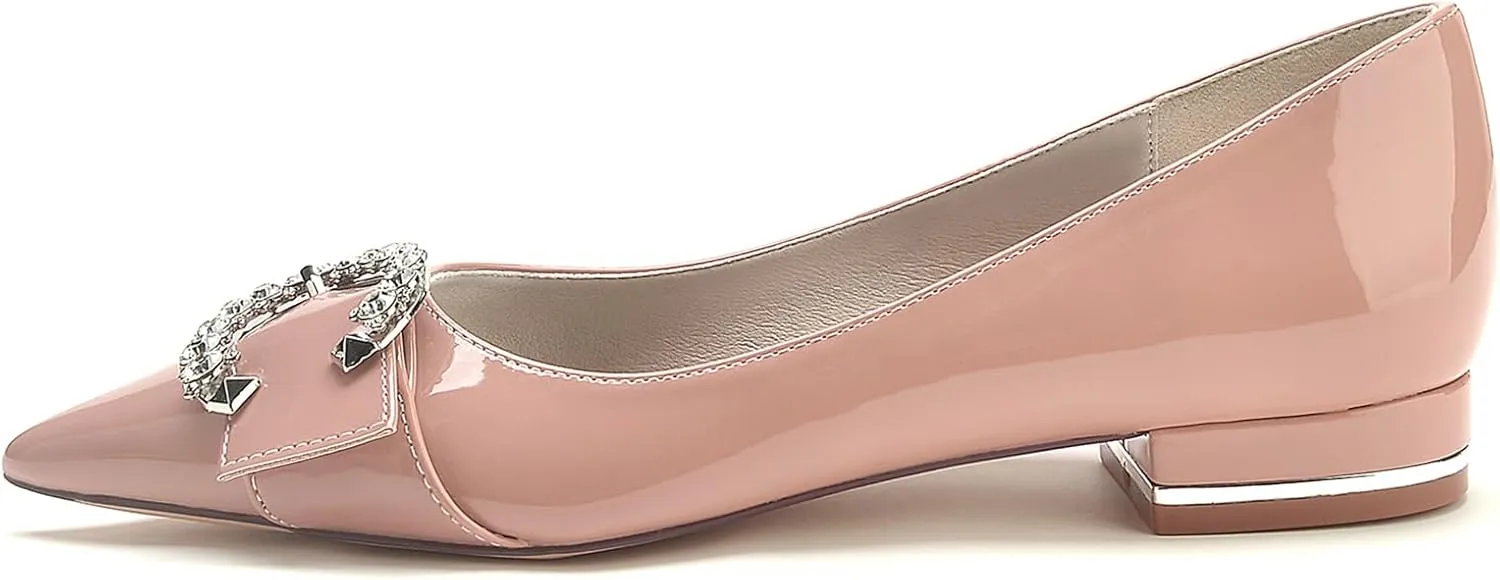 Women's Pointed Toe Wedding Shoes for Bride Rhinestones Slip on Ballet Flats Evening Prom Party Dress Sandals for Wide Feet