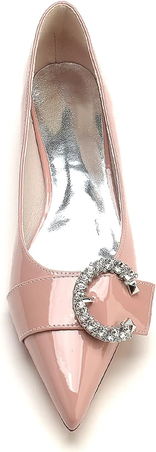 Women's Pointed Toe Wedding Shoes for Bride Rhinestones Slip on Ballet Flats Evening Prom Party Dress Sandals for Wide Feet