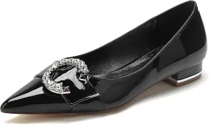 Women's Pointed Toe Wedding Shoes for Bride Rhinestones Slip on Ballet Flats Evening Prom Party Dress Sandals for Wide Feet