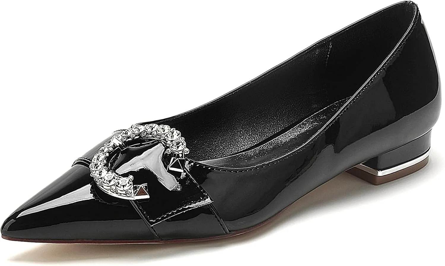 Women's Pointed Toe Wedding Shoes for Bride Rhinestones Slip on Ballet Flats Evening Prom Party Dress Sandals for Wide Feet