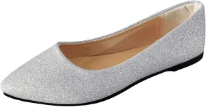 Women's Pointed Toe Women's Flat Shoes Sparkly Low Top Single Shoes Slip-On Ballet Flat Elegant Banquet for Business Casual