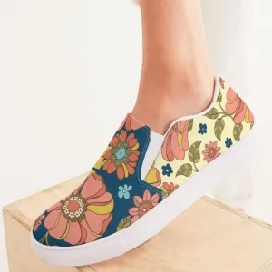 Women's Retro 70s Floral Flower Print Slip-On Canvas Shoe