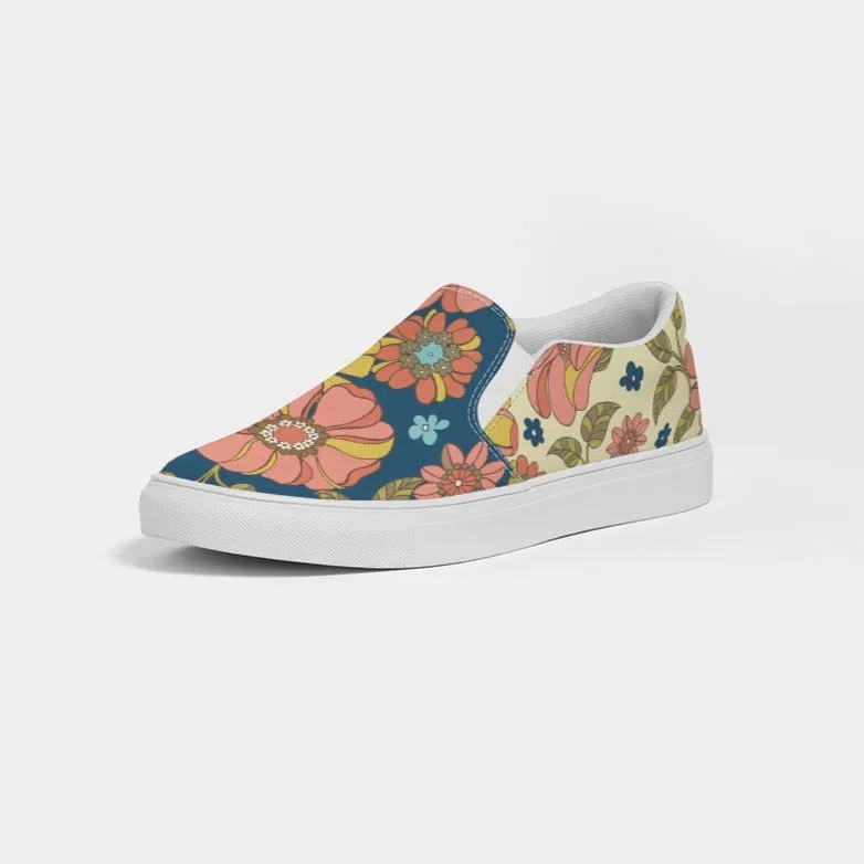 Women's Retro 70s Floral Flower Print Slip-On Canvas Shoe
