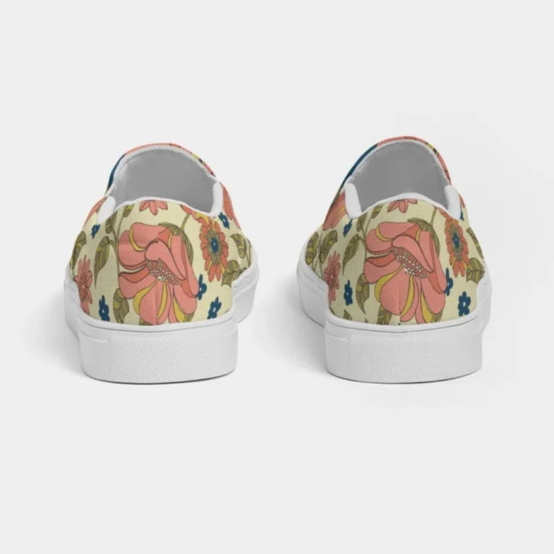 Women's Retro 70s Floral Flower Print Slip-On Canvas Shoe