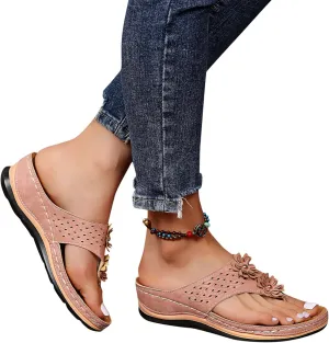 Womens Sandals Comfortable Flip Flops with Arch Support Summer Casual Dressy Wedge Platform Sandals Cute Shoes